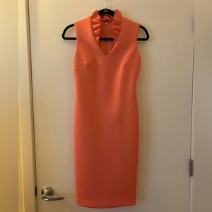 Coral pink sleeveless business dress
